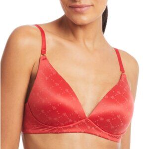 Lauren Ralph Lauren Comfort Collection Repeat-Logo Wireless T-Shirt Bra,Ruby Red